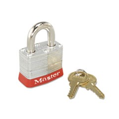 Steel Body Safety Padlock, 4 Pin Tumbler, Red Bumper