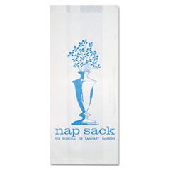 Nap Sack Sanitary Disposal Bags, 4" x 9", White, 1,000/Carton