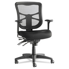 Alera Elusion Series Mesh Mid-Back Multifunction Chair, Prem Fabric, Supports Up to 275 lb, 17.7" to 21.4" Seat Height, Black