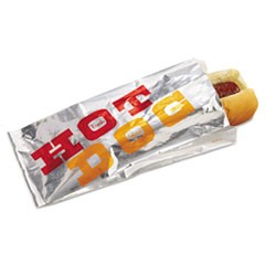 Foil Single-Serve Bags, 3.5" x 8.5", Silver/"Hot Dog" Design, 1,000/Carton