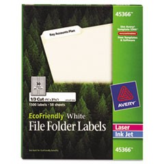 EcoFriendly Permanent File Folder Labels, 0.66 x 3.44, White, 30/Sheet, 50 Sheets/Pack