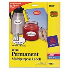 Oval Print-to-the-Edge Labels, 1.5 x 2.5, White, 18/Sheet, 15 Sheets/Pack