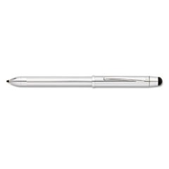 Tech3+ Retractable Ballpoint Pen, Chrome Barrel, Black/Red Ink, Medium Point