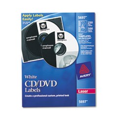 Laser CD Labels, Matte White, 250/Pack