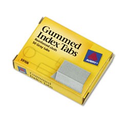 Gummed Index Tabs, 1 x 13/16, Gray, 50/Pack