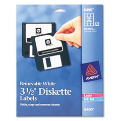 Laser/Inkjet 3.5" Diskette Labels, White, 375/Pack