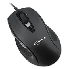 Full-Size Wired Optical Mouse, USB 2.0, Right Hand Use, Black