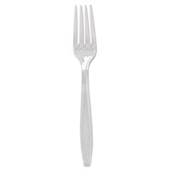 Guildware Heavyweight Plastic Cutlery, Forks, Clear, 1000/Carton