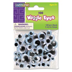 Wiggle Eyes Assortment, Assorted Sizes, Black, 100/Pack