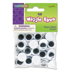 Round Black Wiggle Eyes, 15mm, Black, 50/Pack