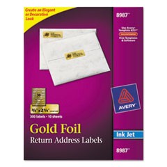 Foil Mailing Labels, 3/4 x 2 1/4, Gold, 300/Pack