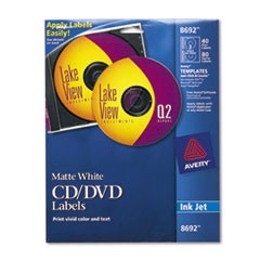 LABEL,IJ CD/DVD 40PK,WHT