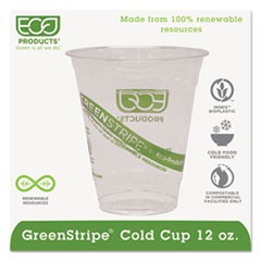 GreenStripe Renewable and Compostable Cold Cups - 12 oz, 50/Pack, 20 Packs/Carton