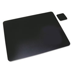 Leather Desk Pad w/Coaster, 20 x 36, Black