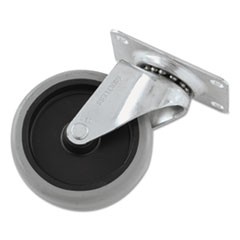 Non-Marking Plate Casters, Swivel Mount Plate, 4" Wheel, Black/Gray/Silver