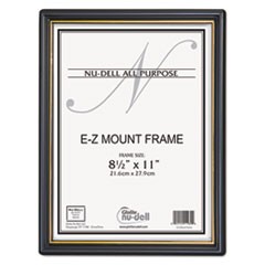 EZ Mount Document Frame with Trim Accent and Plastic Face, Plastic, 8.5 x 11 Insert, Black/Gold