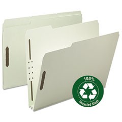 100% Recycled Pressboard Fastener Folders, Letter Size, Gray-Green, 25/Box