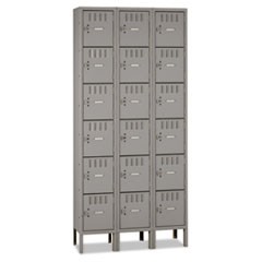 Box Compartments with Legs, Triple Stack, 36w x 18d x 78h, Medium Gray