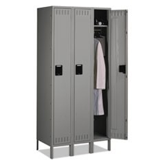 Single Tier Locker with Legs, Three Units, 36w x 18d x 78h, Medium Gray