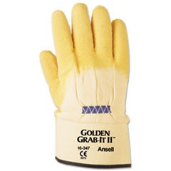 Golden Grab-It II Heavy-Duty Work Gloves, Size 10, Latex/Jersey, Yellow, 12 PR