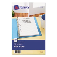 Mini Size Binder Filler Paper, 7-Hole, 5.5 x 8.5, College Rule, 100/Pack