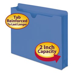 Colored File Jackets with Reinforced Double-Ply Tab, Straight Tab, Letter Size, Blue, 50/Box