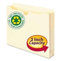 100% Recycled Top Tab File Jackets, Straight Tab, Letter Size, Manila, 50/Box