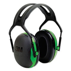 PELTOR X Series Earmuffs, Model X1A, 22 dB NRR, Black/Green