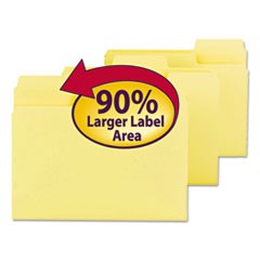 SuperTab Colored File Folders, 1/3-Cut Tabs, Letter Size, 11 pt. Stock, Yellow, 100/Box