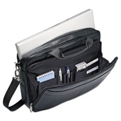 Leather Slim Brief, 15 3/4 x 2 1/2 x 11 3/4, Black