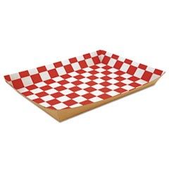 Lunch Trays, Paperboard, Red/White Check, 10.5"W x 7.5"D x 1.5"H, 250/Carton