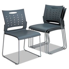 Alera Continental Series Plastic Perforated Back Stack Chair, Supports Up to 275 lb, Charcoal Seat/Back, Gunmetal Base, 4/CT