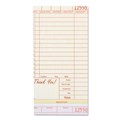 Guest Check Book, Carbonless Triplicate, 4 1/5 x 8 1/2, 200/Pack, 10 Packs/Ctn