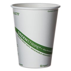 GreenStripe Renewable and Compostable Hot Cups - 12 oz,  50/Pack, 20 Packs/Carton