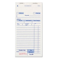 Guest Check Book, Carbonless Triplicate, 3 2/5 x 6.69, 50/Book, 50/Carton