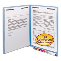 Heavyweight Colored End Tab Folders with Two Fasteners, Straight Tab, Letter Size, Blue, 50/Box