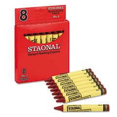 Staonal Marking Crayons, Red, 8/Box