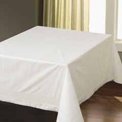 Tissue/Poly Tablecovers, 82" x 82", White, 25/Carton