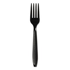 Impress Heavyweight Full-Length Polystyrene Cutlery, Fork, Black, 1000/Carton