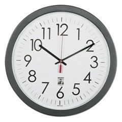 6645016238823 SKILCRAFT Self-Set Wall Clock, 14.5" Overall Diameter, Black Case, 1 AA (sold separately)