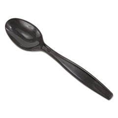 Individually Wrapped Heavyweight Utensils, Teaspoon, Black, 1,000/Carton