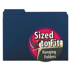 Interior File Folders, 1/3-Cut Tabs, Letter Size, Navy Blue, 100/Box