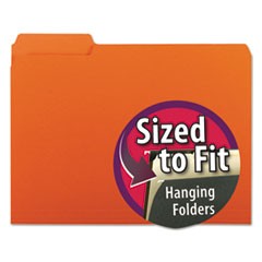 Interior File Folders, 1/3-Cut Tabs, Letter Size, Orange, 100/Box