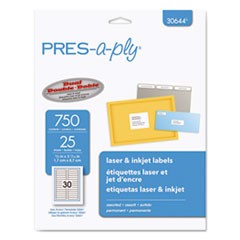 PRES-a-ply Laser/Ink File Folder Labels (2/3" x 3 7/16") (Assorted: Blue, Green, Red, White, Yellow) (30 Labels/Sheet) (25 Sheets/Pkg) (Interchangeable with Avery# 5266)