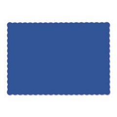 Solid Color Scalloped Edge Placemats, 9 1/2 x 13 1/2, Navy Blue, 1000/Carton