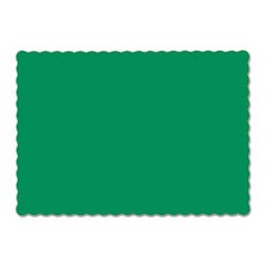 Solid Color Scalloped Edge Placemats, 9 1/2 x 13 1/2, Jade, 1000/Carton