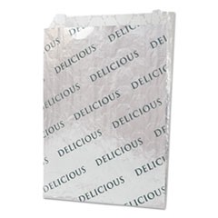 Foil/Paper/Honeycomb Insulated Bag, Delicious Labeling, 8" x 2" x 6", White, 1,000/Carton
