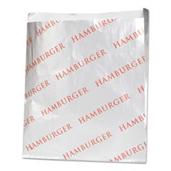 Foil Single-Serve Bags, Hamburger Labeling, 6" x 0.75" x 6.5", Silver/Red, 1,000/Carton