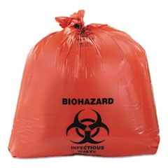 Healthcare Biohazard Printed Can Liners, 40-45 gal, 3 mil, 40" x 46", Red, 75/Carton