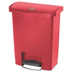 Streamline Resin Step-On Container, Front Step Style, 8 gal, Polyethylene, Red